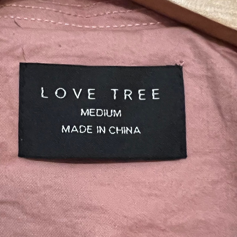 Love Tree Dusty Rose Utility Jacket Drawstring Waist Button Front Pockets W Med - Picture 2 of 10